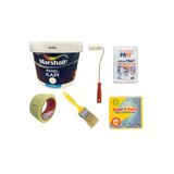 Marshall Su Bazlı Amerikan Panel Kapı Boyası Kokusuz 0,75 Lt + Boyama Seti - 10 cm - 2.5 cm - 6 parça