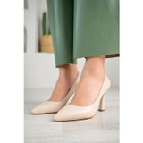 Marshetta Shoes Perla Model Kadın Bej Sivri Burun Stiletto Topuklu Ayakkabı