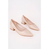 Marshetta Shoes Vera Soft Bej Sivri Burun Kadın Babet Günlük Ayakkabı, 3 Cm Topuk, Günlük, Tam Kalıp