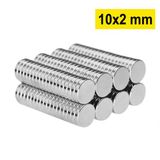 Marsilyan 10 Adet 10x2mm Yuvarlak Neodyum Mıknatıs Güçlü Magnet Nikel Kaplamalı