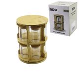 Marsilyan 10 PCS YUVARLAK - DÖNER STANDLI CAM - BAMBU KAPAK TUZLUK - BAHARATLIK BAMBU STAND (4887)