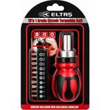 Marsilyan 10IN1 Silikon Sap - Cr-V Cırcırlı Tornavida Bits Seti Ph1-Ph2-Ph-3 - Pz1-Pz2-Pz3 Manyetik Uç Tutucu (4887)