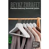 Marsilyan 10'lu Lüks Beyaz Elbise Ceket Askısı - Ergonomik & Kaymaz Plastik Askı Seti - Ahşap Görünümlü - Renkli - standart