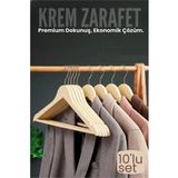 Marsilyan 10'lu Lüks Krem Elbise Ceket Askısı - Ergonomik & Kaymaz Plastik Askı Seti - Ahşap Görünümlü 722534 - Renkli