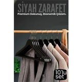 Marsilyan 10'lu Lüks Siyah Elbise Ceket Askısı - Ergonomik & Kaymaz Plastik Askı Seti - Ahşap Görünümlü - Renkli - standart