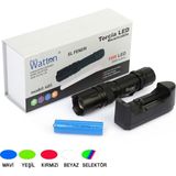Marsilyan 10W 2000 Lümen 4 Renkli Güçlü LED El Feneri Yüksek Performans Aydınlatma WT-605 - 0,5