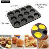 Marsilyan™- 12 Gözlü Kek Kalıbı - Renkli - standart
