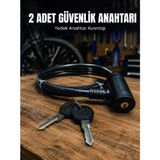 Marsilyan 12 mm Çelik Halat Bisiklet Kilidi 80 cm Anahtarlı Güvenlik Kilidi Pvc Kaplamalı Scooter ve Elektrikli Bisiklet Uyumlu - Renkli - standart