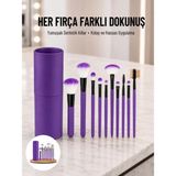 Marsilyan 12 Parça Profesyonel Makyaj Fırçası Far Fırçası Allık Fırçası Yumuşak Kıllı - Renkli - standart