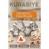 Marsilyan 12'li Kurabiye Kalıbı Seti Profesyonel Şef Paslanmaz Çelik | Mutfak Sanatınızın Vazgeçilmezi 722519 - Renkli