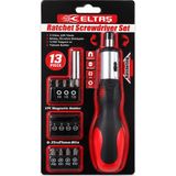 Marsilyan 13PCS Silikon Sap - Cr-V Cırcırlı Tornavida Bits Seti 3 Kademe - Çift Yönlü - Manyetik Uç Tutucu (4887)