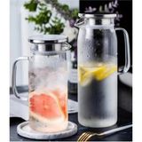 Marsilyan- 1500 ml Borosilikat Cam Su Sürahisi - Metal Kapaklı ve Isıya Dayanıklı - Renkli - standart