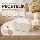 Marsilyan 18.4X12.5X9CM Beyaz Yaylı Masaüstü Dekoratif Dikdörtgen Peçetelik (4887) - Renkli