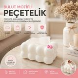 Marsilyan 19X12.5X8.5CM Beyaz Yaylı Masaüstü Bubble Dekoratif Bulut Peçetelik (4887) - Renkli
