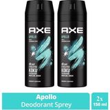 Marsilyan 2 Adet Axe Erkek Sprey Deodorant Apollo 48 Saat Etkileyici Koku Vücut Spreyi 150 ml