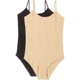 Marsilyan 2 Adet Ip Askılı Kadın Çıtçıtlı Body Siyah ve Ten - Renkli - XL