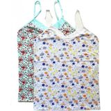 Marsilyan 2 Adet Kadın Askılı Desenli Atlet Dantelli Empirme Pamuklu Penye D5-6 - Çok Renkli - 2XL