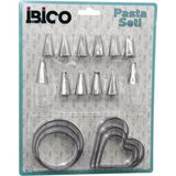 Marsilyan™- 20PCS Pasta Süsleme Uç Seti= 12-Metal Kurabiye Kalıp Metal=3-Kalp - 3-Yuvarlak 2-Uç Tutucu Pls.adaptör BX40 - Renkli - standart