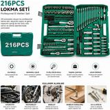 Marsilyan™- 216PCS Lokma Seti Lokma - Soket - Bits Adaptör - 3AD.CIRCIR Kolu Plastik Çantalı BX40 - Renkli - Standart