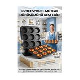 Marsilyan 2'li Set 12'li Muffin Kalıbı | Karbon Çelik Yanmaz Yapışmaz Cupcake & Kek Pişirme Tepsisi 7231 - Renkli