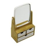 Marsilyan 3 ÇEKMECELİ BAMBU AHŞAP STANDLI=9X9.5X18X21.5CM MAKYAJ AYNASI=15X18CM TAKILIK 2+1 ORGANİZER (488