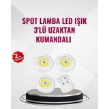 Marsilyan 3 Lü Pilli Kablosuz LED Spot Lamba Seti Kumandalı Kolay Montaj Aydınlatma - Renkli - standart