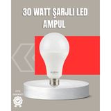 Marsilyan 30W Şarjlı LED Ampul E27 Duy %80 Enerji Tasarruflu Soğuk Beyaz - 1 m - Renkli