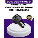 Marsilyan 38W Çift Çıkışlı Araç Şarj Cihazı – Type-C ve USB Pd Destekli - 1 - 20W GaN Black