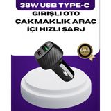 Marsilyan 38W Çift Çıkışlı Araç Şarj Cihazı – Type-C ve USB Pd Destekli