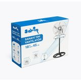 Marsilyan 3in1 Kullanım 18 Inç 45 cm Sanayi Tipi Ayaklı Vantilatör 5-Metal Pervane 3-Kademe Hız 75WY:1