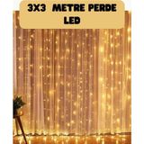 Marsilyan 3x3 Metre Perde LED Işık Sıcak Şelale Tasarım Dekoratif Aydınlatma - Renkli - standart