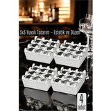 Marsilyan 4 Lü Metal Döküm Küllük – 3x3 Yuvalı, Krom , Modern ve Ağırlıklı Tasarım 722219 - Renkli - standart