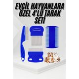 Marsilyan 4'lü Bit Pire Tarağı Set Kedi Köpek Evcil Hayvan Tüy Toplayıcı Mavi - 1