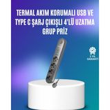 Marsilyan 4’lü Çoklu Priz 2 USB Type-C Girişli Akım Korumalı Siyah - Çok Renkli - 1
