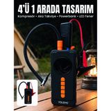 Marsilyan 4'ü 1 Arada Akü Takviye Cihazı Dijital Lastik Şişirme Kompresörü 10000MAH Powerbank ve LED Fener - Renkli - standart