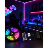 Marsilyan 5 Metre Rgb LED Şerit Kumandalı 5050 Renk Değiştiren LED Strip - Renkli - standart