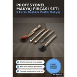 Marsilyan 5 Parça Profesyonel Makyaj Fircasi Seti - Sarı Renk Kozmetik Far Allik Fondoten Fircasi BX-313425