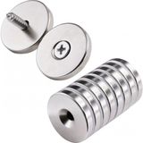 Marsilyan™- 50 Adet 25X10/5X5,5 mm Neodyum Mıknatıs Havşa Delikli Magnet Vida Atılabilir N35 Nikel Paslanmaz - Renkli - standart