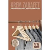 Marsilyan 5'li Lüks Krem Elbise Ceket Askısı - Ergonomik & Kaymaz Plastik Askı Seti - Ahşap Görünümlü - Renkli - standart