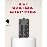 Marsilyan 6’lı Grup Priz Termal Korumalı USB Type-C Çoklu Priz 2 Metre Kablo - Renkli - standart
