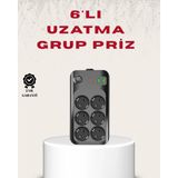 Marsilyan 6’lı Grup Priz Termal Korumalı Usb Type-c Çoklu Priz 2 Metre Kablo