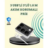 Marsilyan- 7 Cihazı Aynı Anda Destekleyen 3 USB Portlu 4’lü Priz