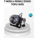 Marsilyan- 7 Renk Modlu Müzik Sensörlü Disko Topu – LED Işıklı Parti Aydınlatması - Renkli - standart
