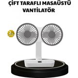 Marsilyan 720° Dönebilen Çift Başlıklı USB Şarjlı Masaüstü Vantilatör – Sessiz ve Güçlü Serinlik - Renkli