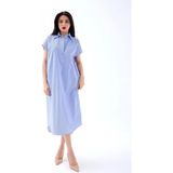 Marsilyan- 7450 Elbise-Mavi Beyaz Çizgili - Altın
