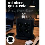 Marsilyan 8'li Dikey Çoklu Priz 4 USB 2 Type-C Girişli Akım Korumalı Uzatma Prizi - Renkli - standart