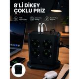 Marsilyan 8'li Dikey Çoklu Priz 4 USB 2 Type-C Girişli Akım Korumalı Uzatma Prizi