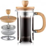 Marsilyan- Ahşap Detaylı 600 ml Cam French Press - Renkli - standart