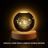 Marsilyan Ahşap Standlı LED Kristal Küre Lazer Işlemeli Dekoratif Obje - Renkli - standart