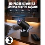 Marsilyan Akıllı Projeksiyon Cihazı Karaoke Mikrofonlu 1080P Android Yeni Nesil - Renkli - standart